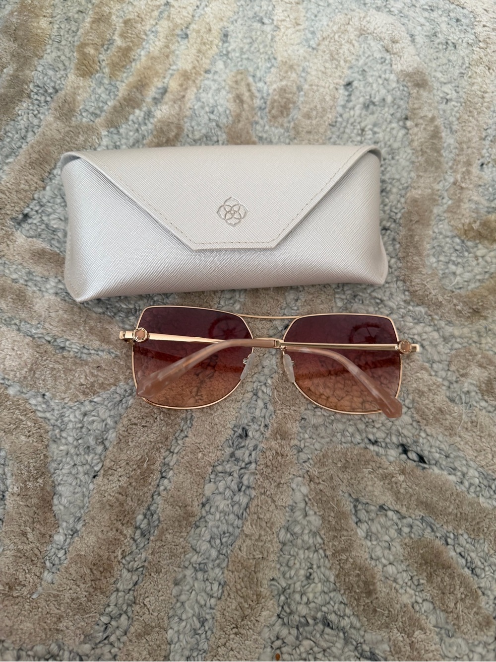 Kendra Scott Gold Frame Sunglasses with Pink Gradient Lenses